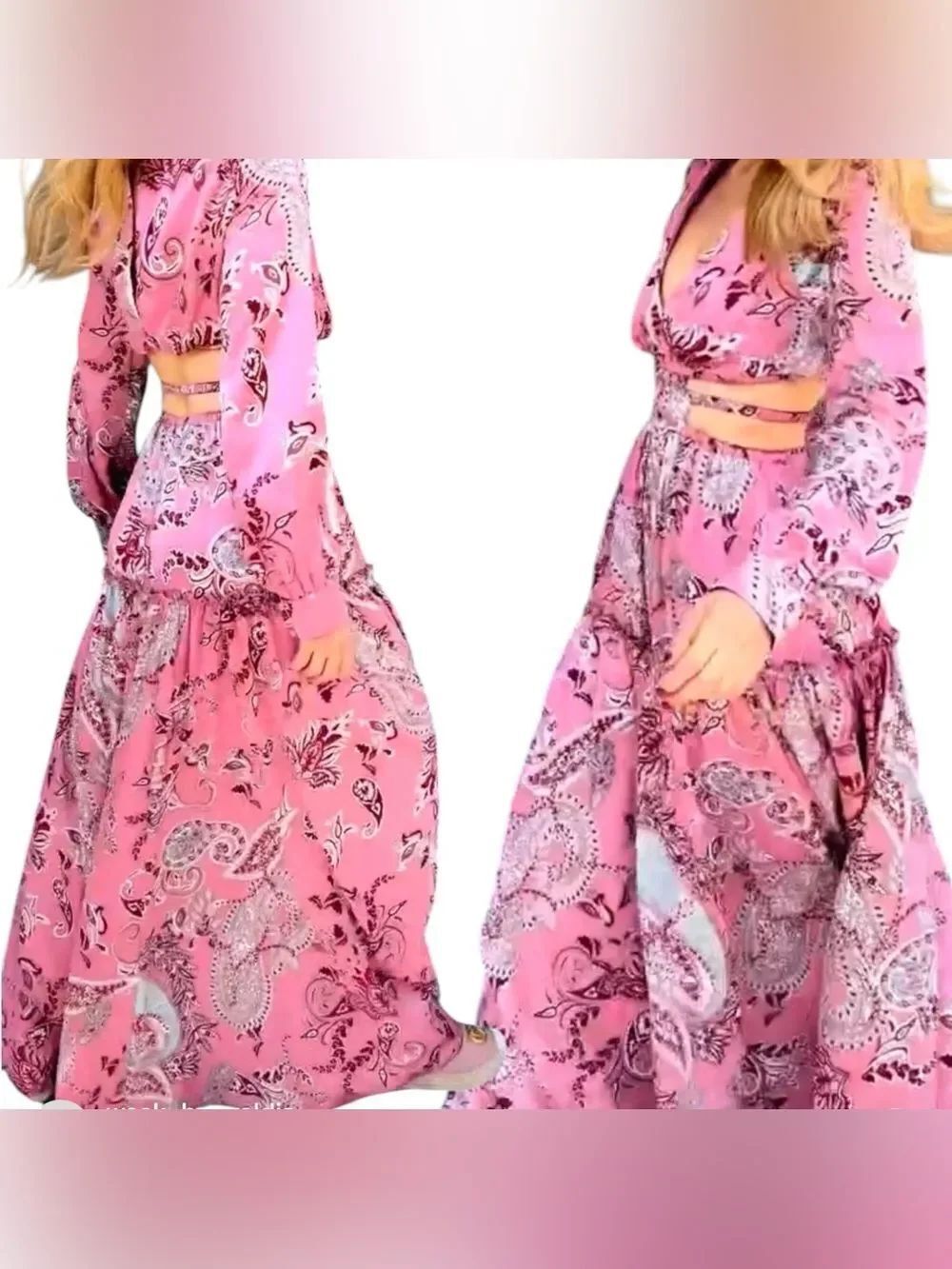 Rosevelvet Paisley Print Mid Cutout Maxi Dress Size Large